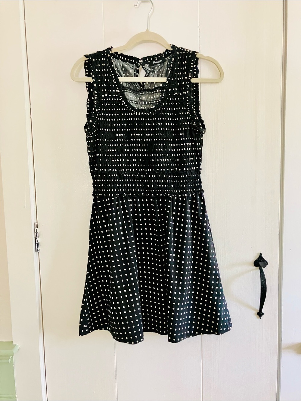 Madewell Ruffled Scoopneck Mini Dress in Dot - Picture 4 of 6